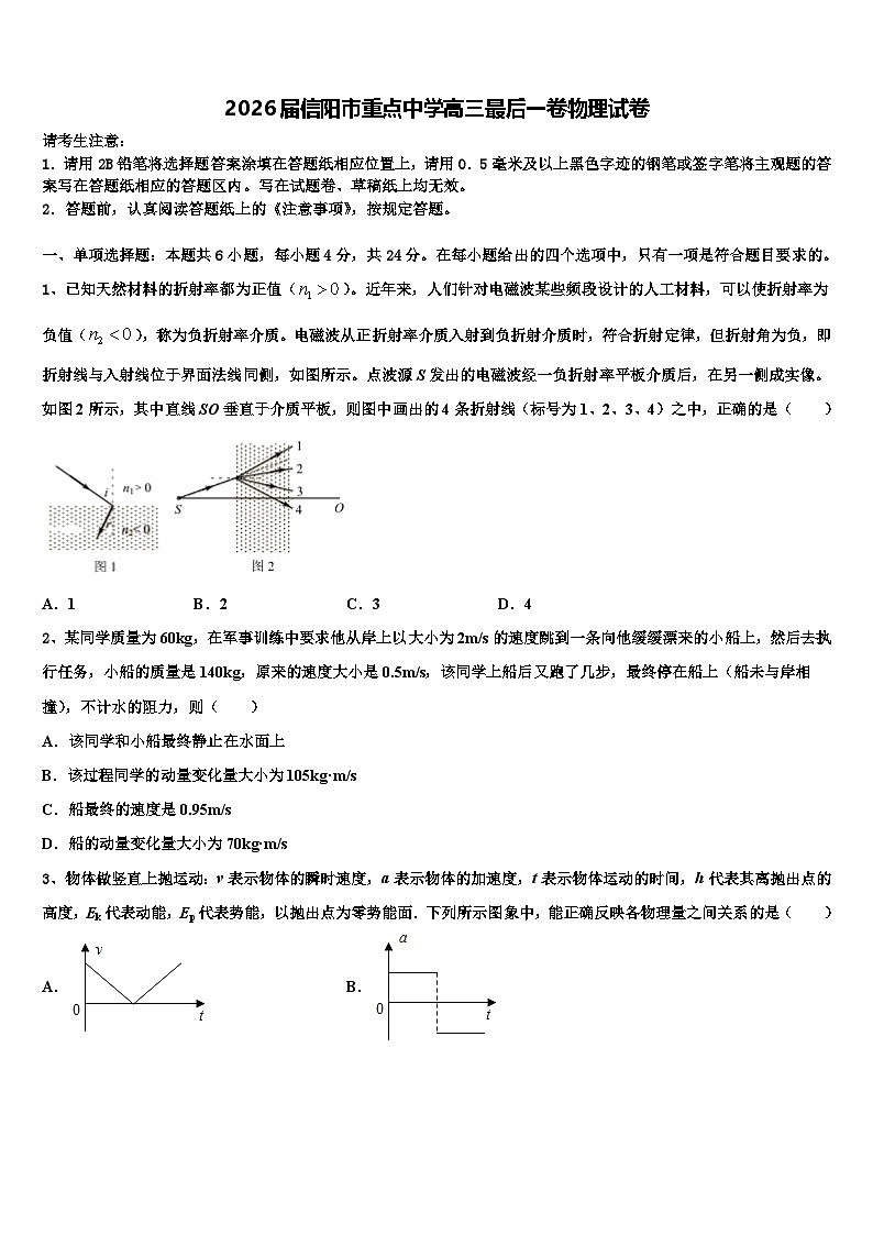 2026届信阳市重点中学高三最后一卷物理试卷含解析第1页