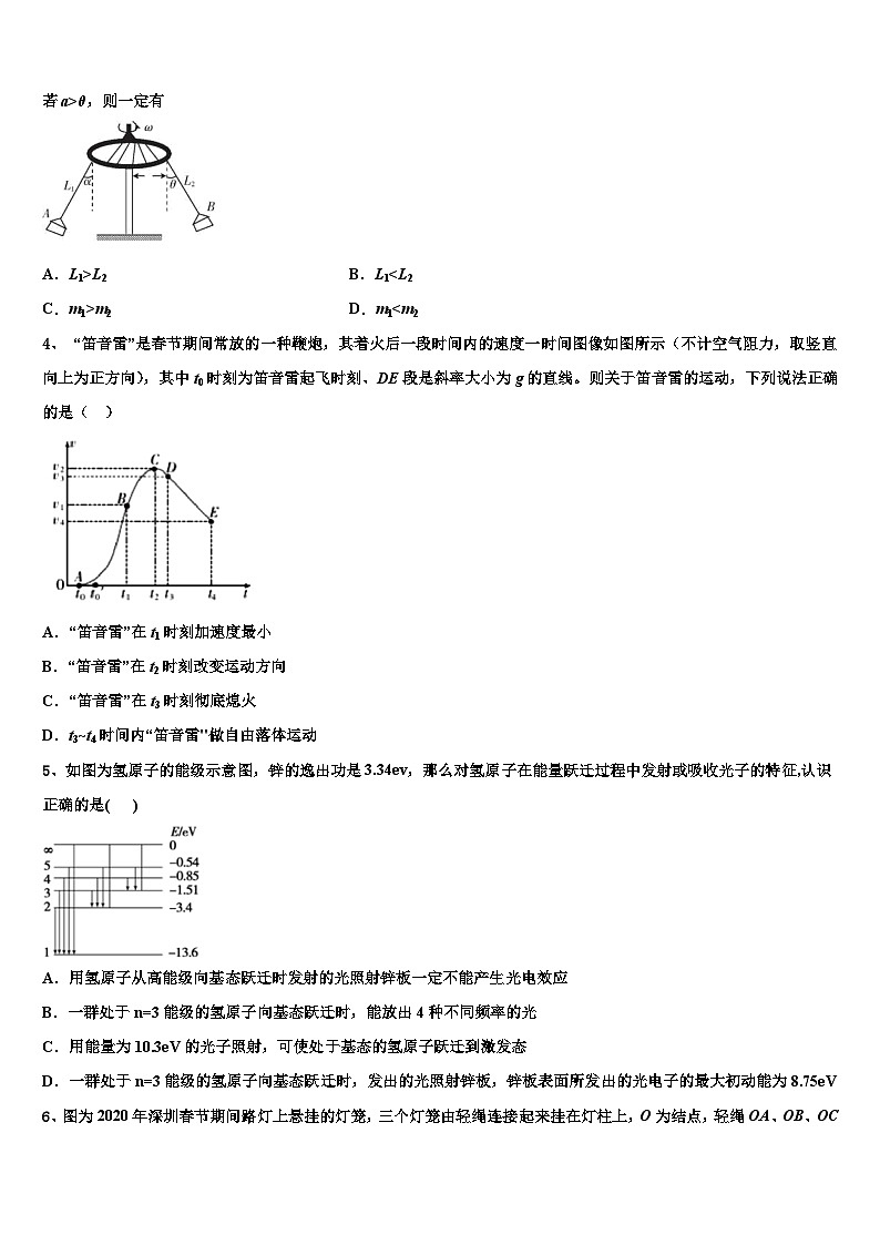2026届鹰潭市重点中学高三最后一卷物理试卷含解析第2页