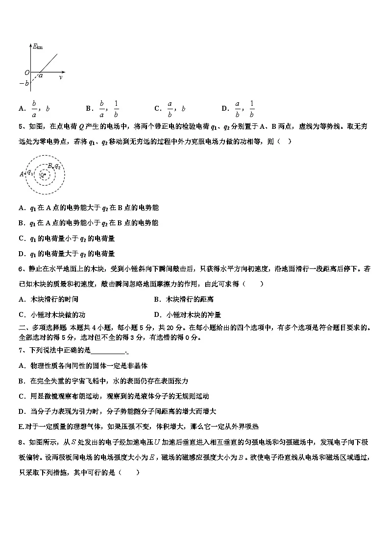 2026届新疆维吾尔自治区石河子第二中学高三下学期一模考试物理试题含解析第2页