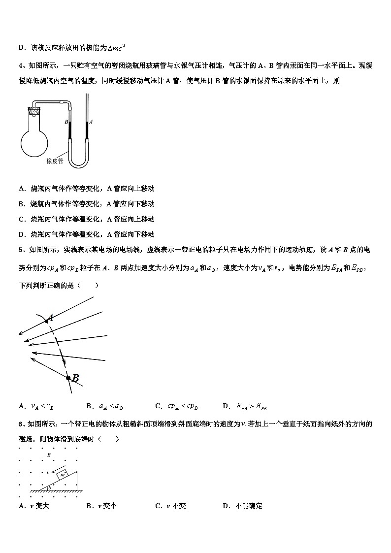2026届新疆维吾尔自治区喀什地区巴楚县第一中学高三下学期一模考试物理试题含解析第2页