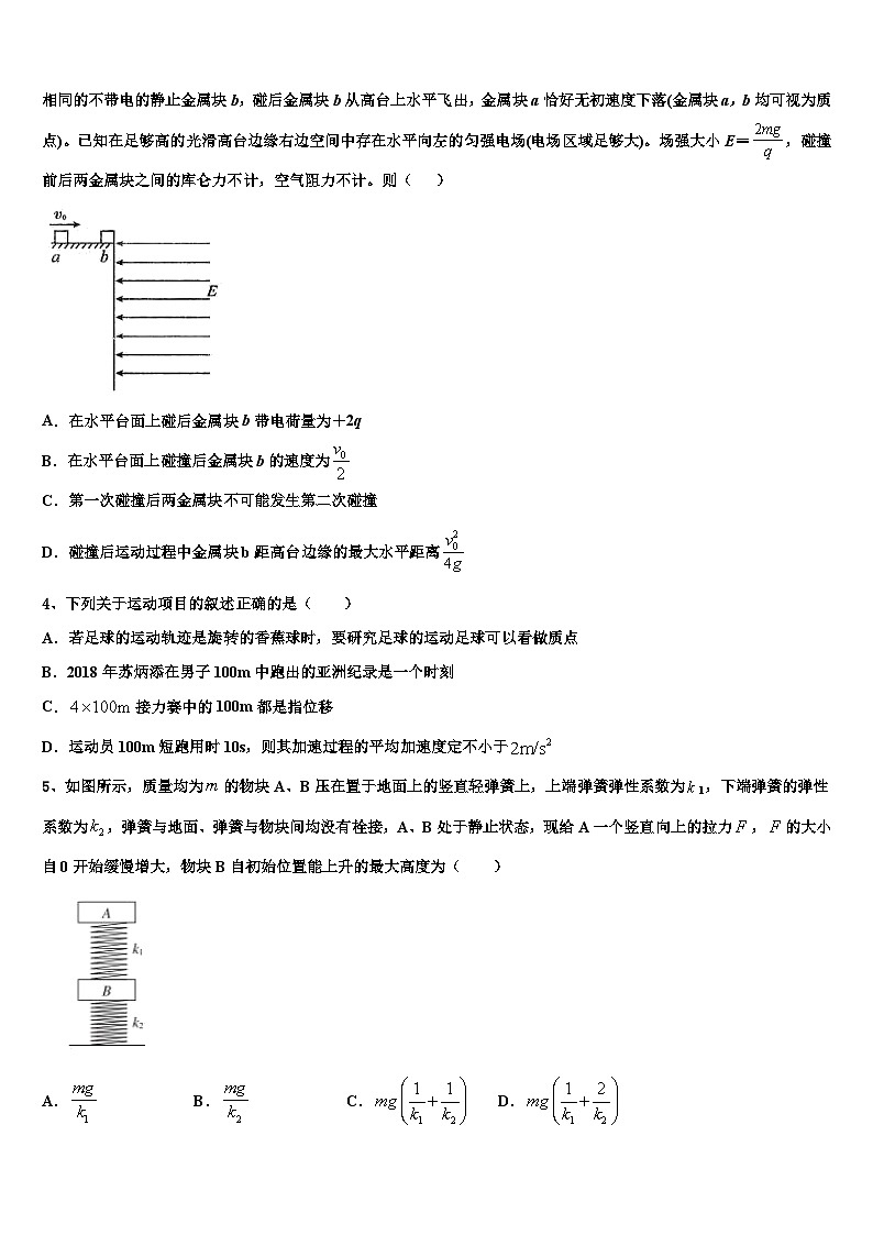 2026届新疆昌吉回族自治州昌吉州第二中学高三（最后冲刺）物理试卷含解析第2页