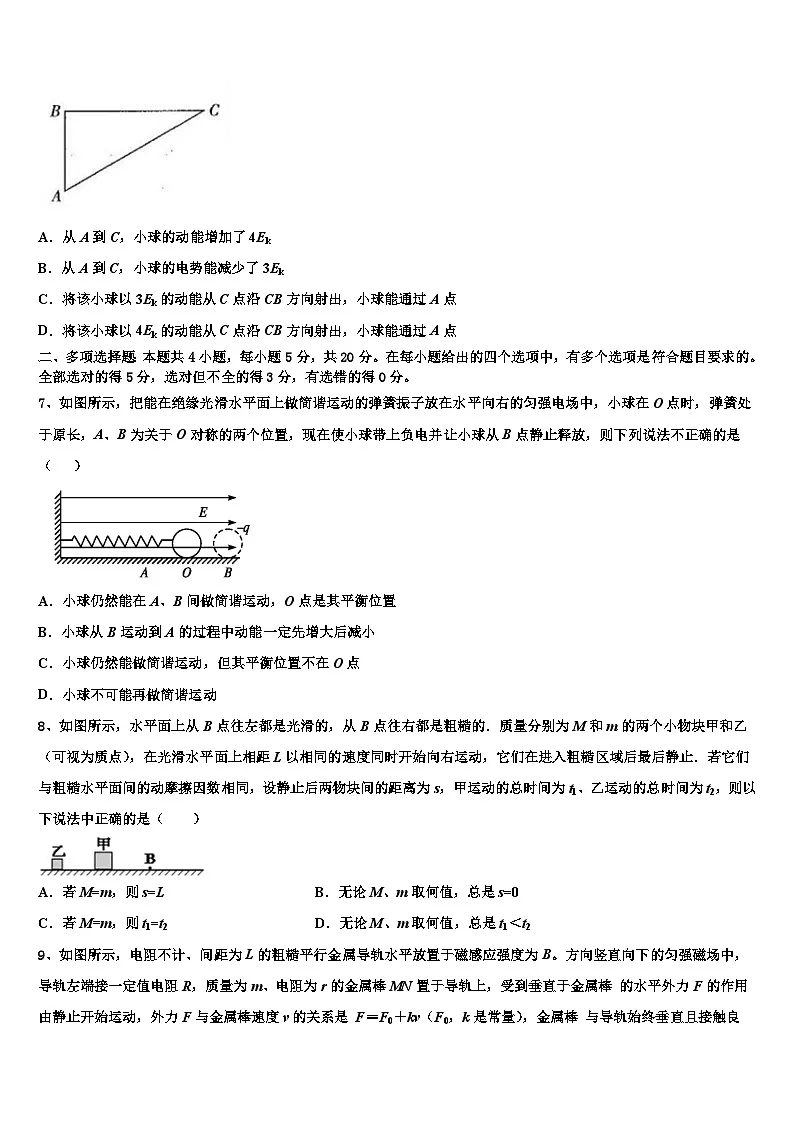2026届西藏拉萨市那曲第二高级中学高三一诊考试物理试卷含解析第3页