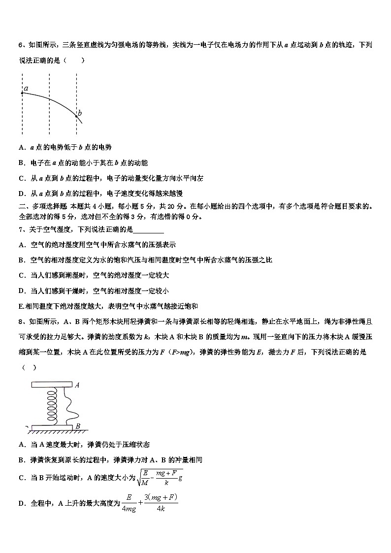 2026届武汉外国语学校高三压轴卷物理试卷含解析第3页