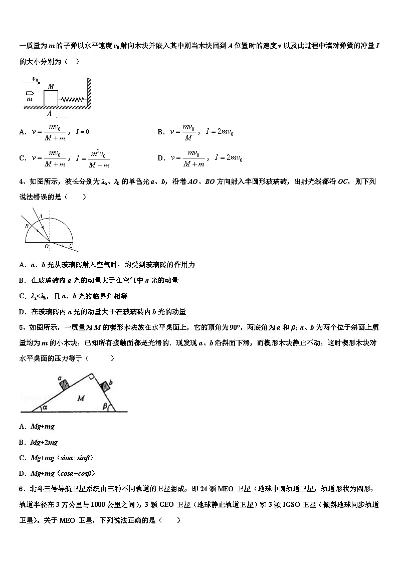 2026届武汉市重点中学高三3月份第一次模拟考试物理试卷含解析第2页