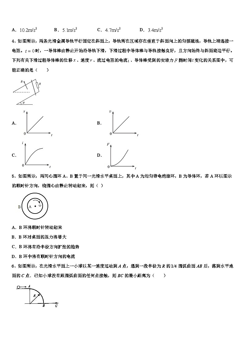 2026届吴忠市重点中学高三第一次调研测试物理试卷含解析第2页