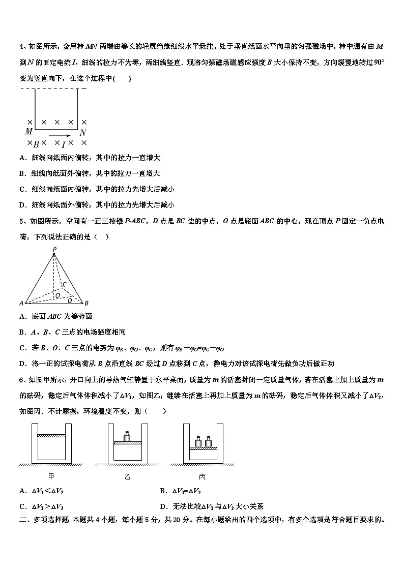 2026届西藏日喀则市南木林高级中学高三压轴卷物理试卷含解析第2页