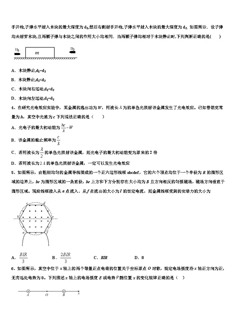 2026届西藏林芝一中高三第一次模拟考试物理试卷含解析第2页