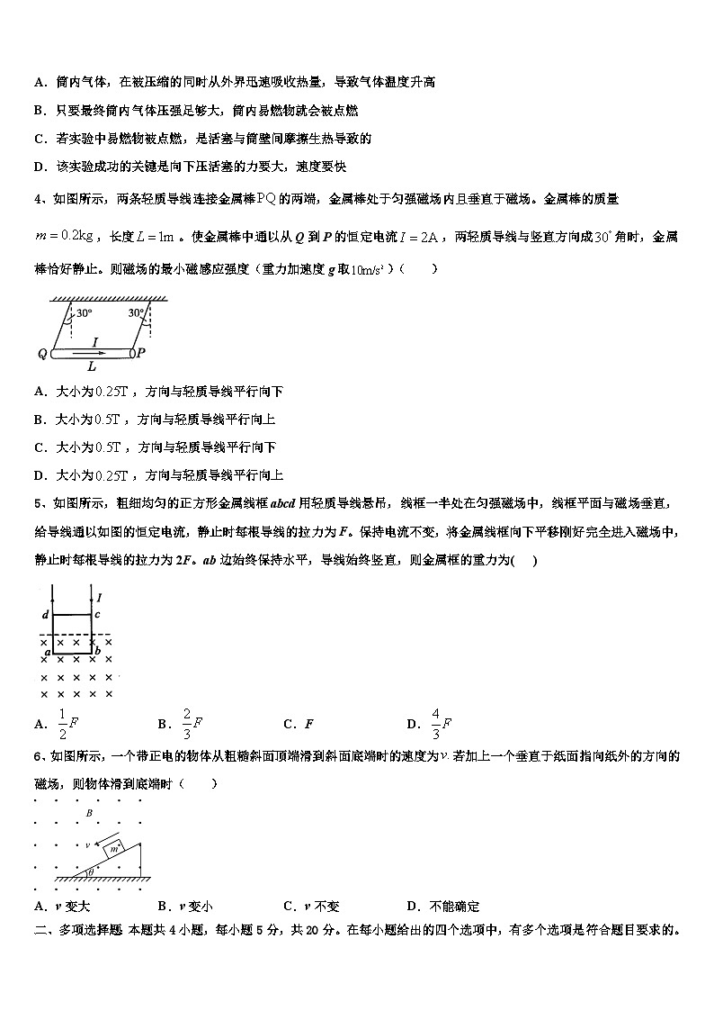 2026届铜川市重点中学高三下学期第五次调研考试物理试题含解析第2页