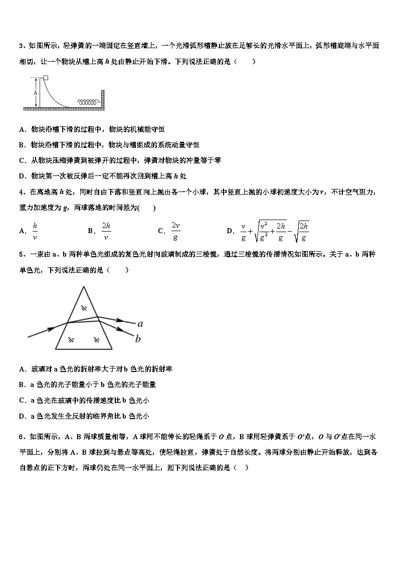 2026届天津市静海区第一中学高三第一次模拟考试物理试卷含解析第2页