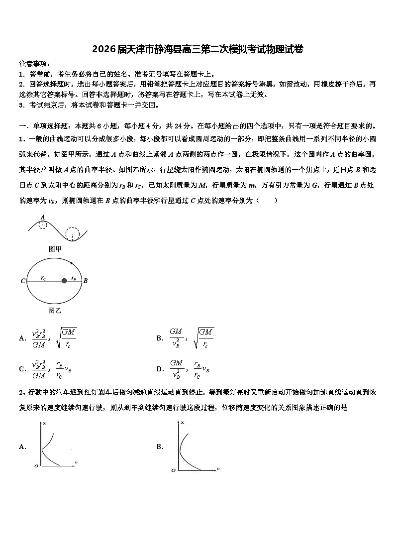 2026届天津市静海县高三第二次模拟考试物理试卷含解析第1页