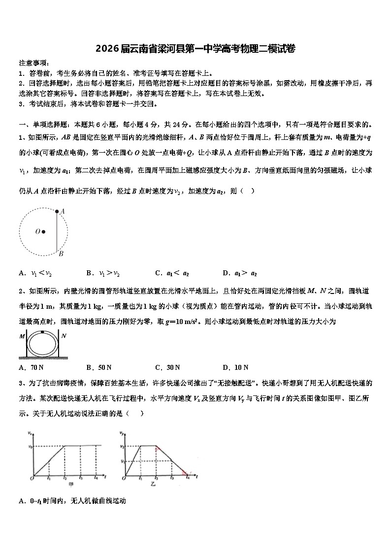 2026届云南省梁河县第一中学高考物理二模试卷含解析第1页