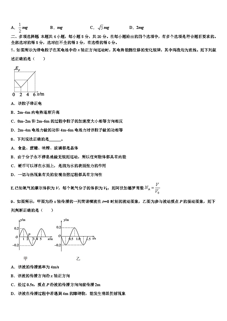 2026届云南省景东县第二中学高考物理四模试卷含解析第3页