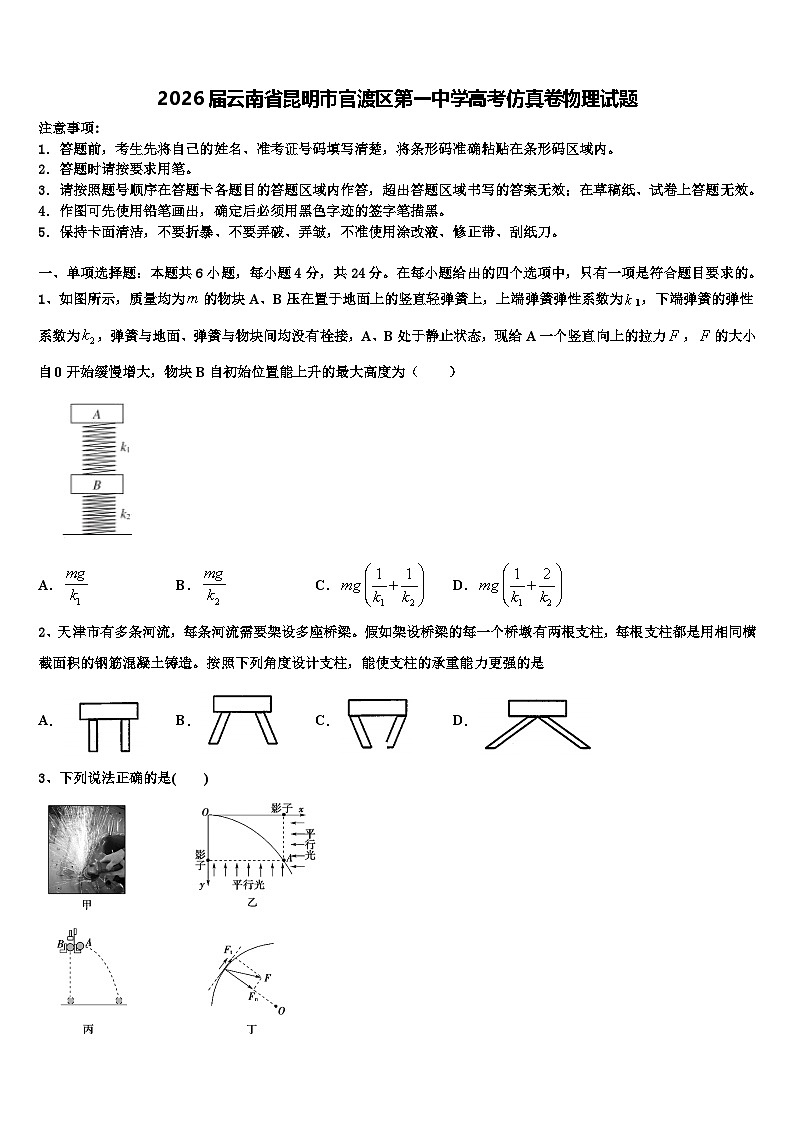 2026届云南省昆明市官渡区第一中学高考仿真卷物理试题含解析第1页