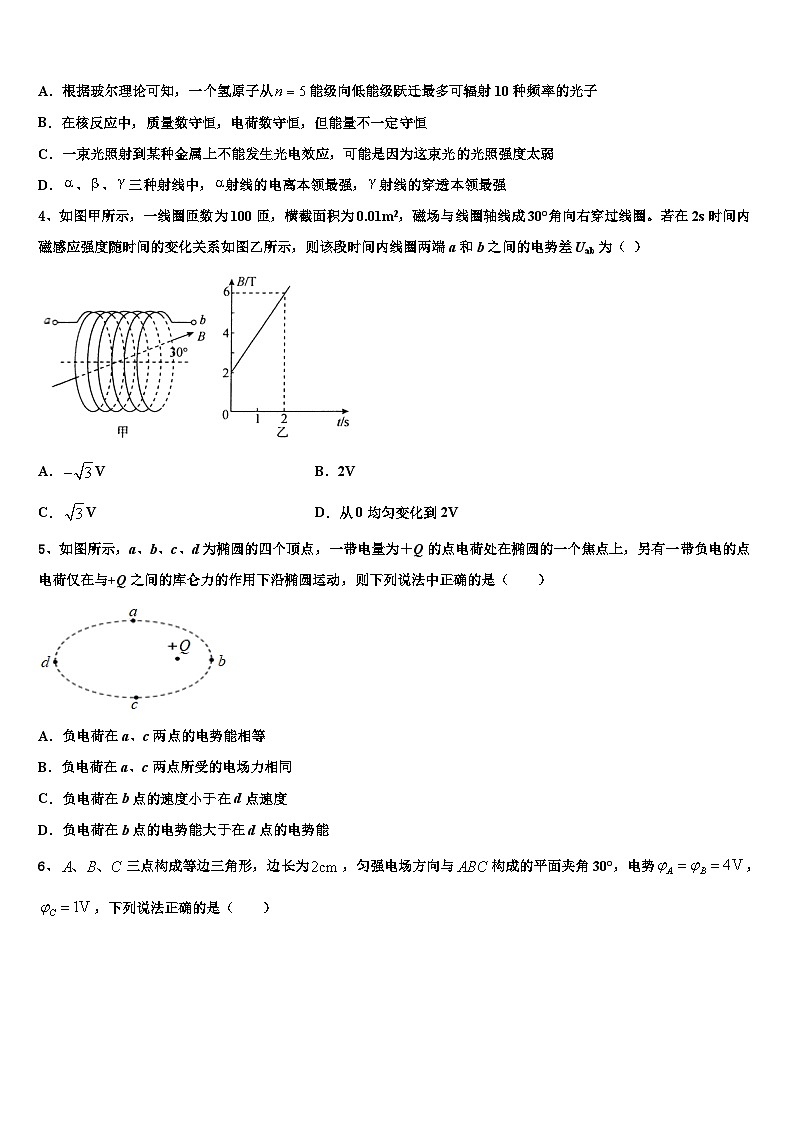 2026届云南省昆明市禄劝县一中高考物理一模试卷含解析第2页