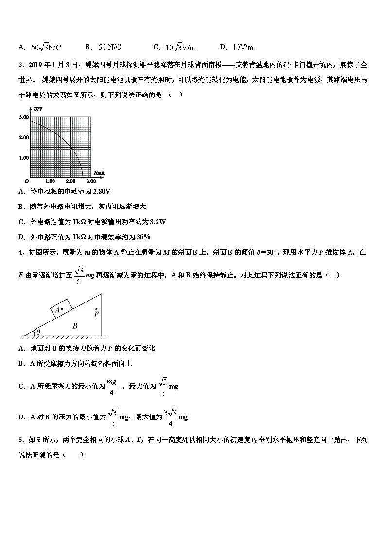 2026届云南省红河州绿春一中高考物理五模试卷含解析第2页