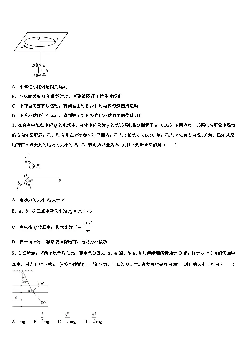 2026届云南省大姚县一中高考物理三模试卷含解析第2页