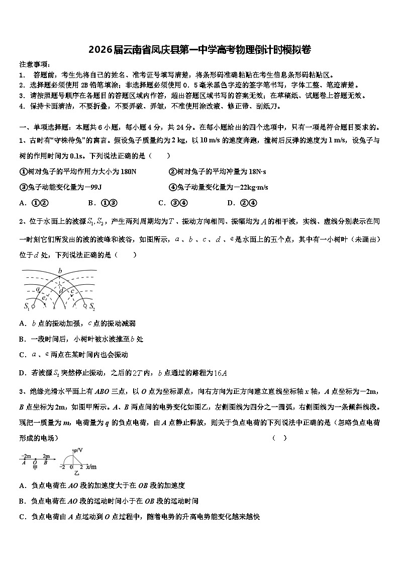 2026届云南省凤庆县第一中学高考物理倒计时模拟卷含解析第1页