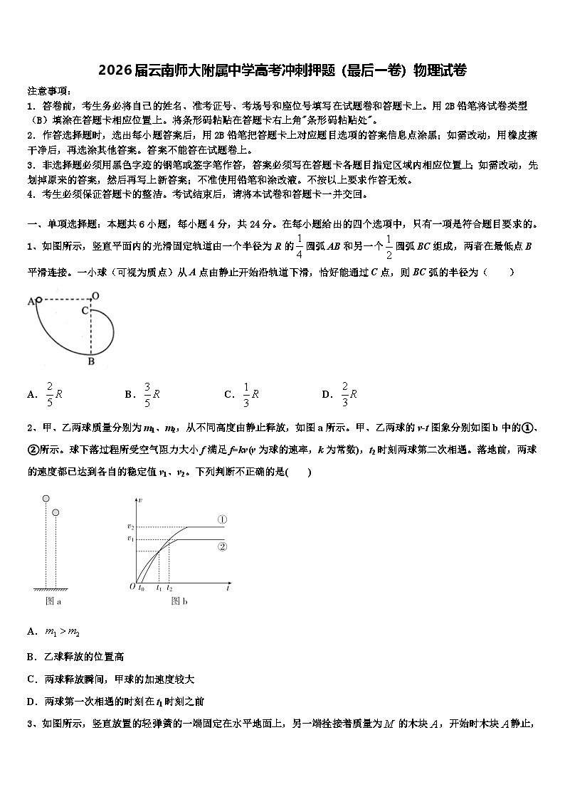 2026届云南师大附属中学高考冲刺押题（最后一卷）物理试卷含解析第1页