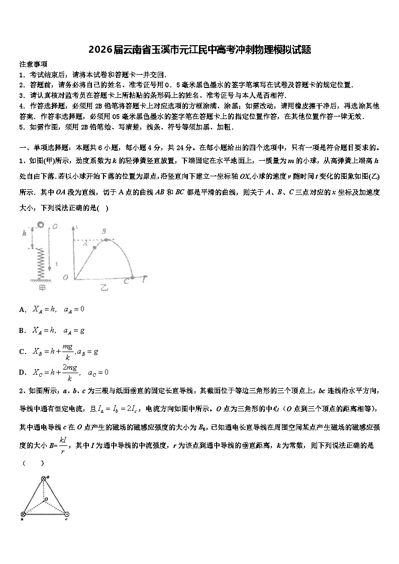 2026届云南省玉溪市元江民中高考冲刺物理模拟试题含解析第1页