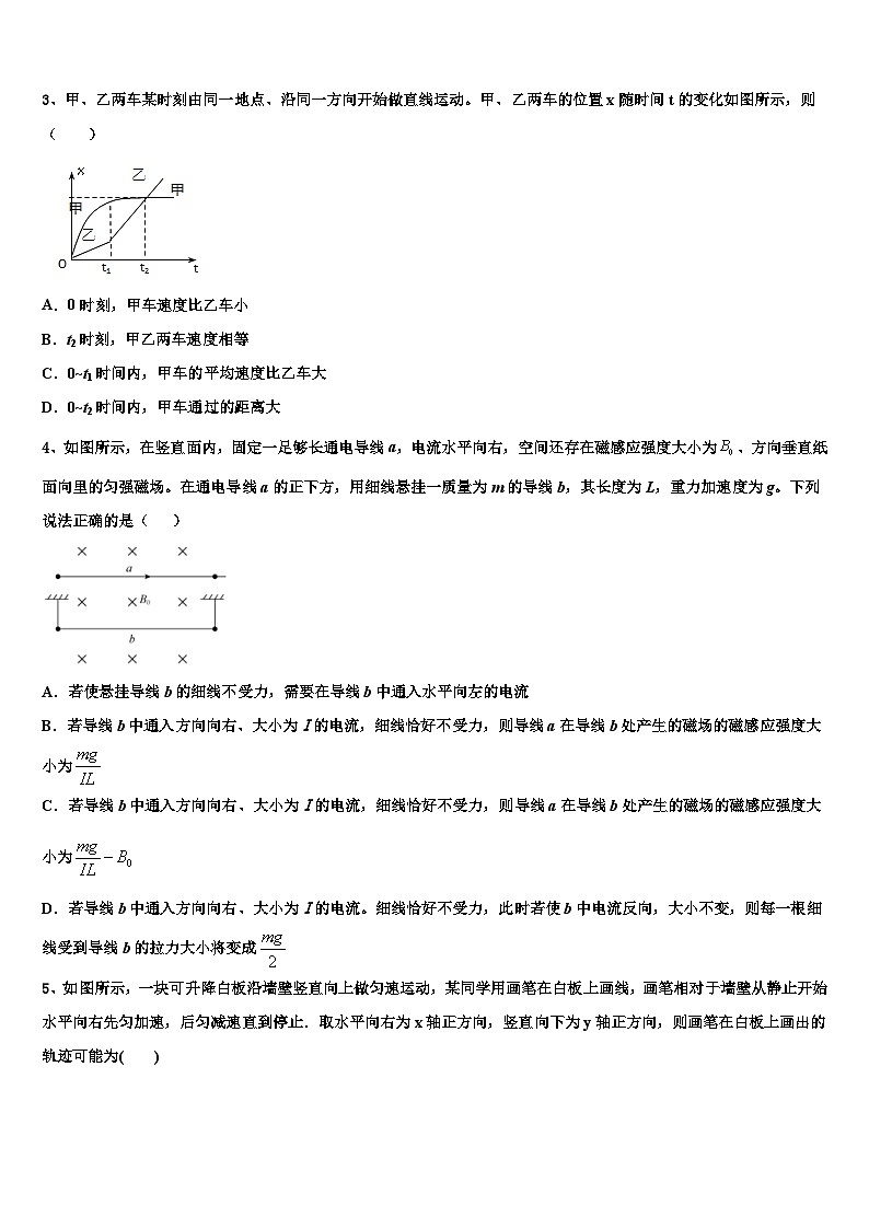 2026届云南省元江县第一中学高考全国统考预测密卷物理试卷含解析第2页