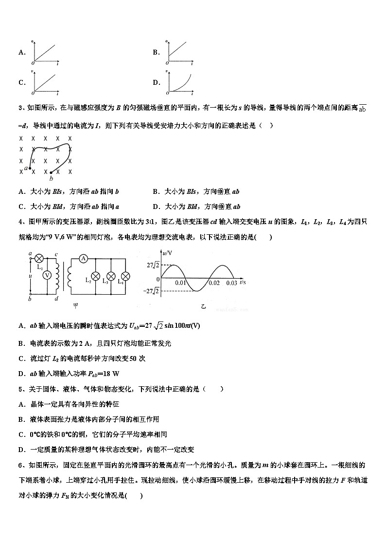 2026届云南省昭通市大关县一中高考仿真卷物理试题含解析第2页