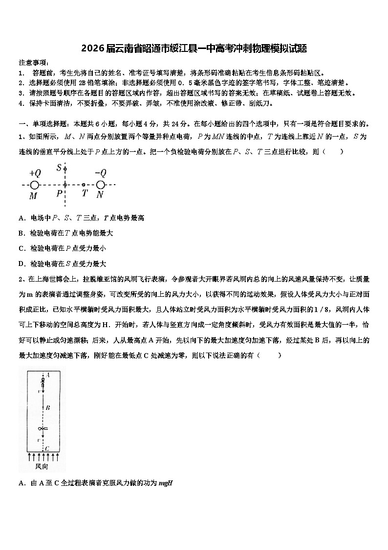 2026届云南省昭通市绥江县一中高考冲刺物理模拟试题含解析第1页