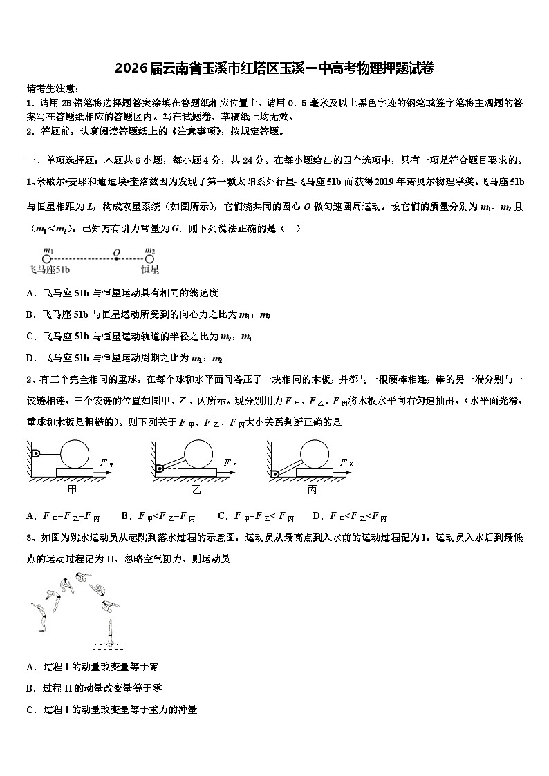 2026届云南省玉溪市红塔区玉溪一中高考物理押题试卷含解析第1页