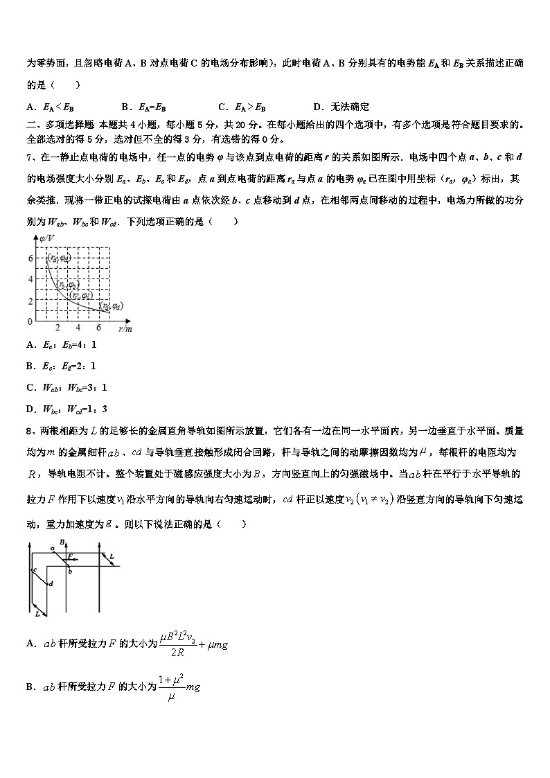 2026届云南省彝良县民族中学高考物理倒计时模拟卷含解析第3页