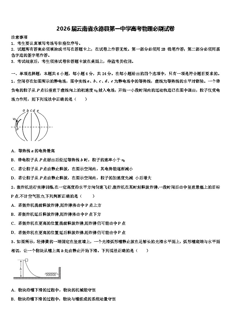 2026届云南省永德县第一中学高考物理必刷试卷含解析第1页