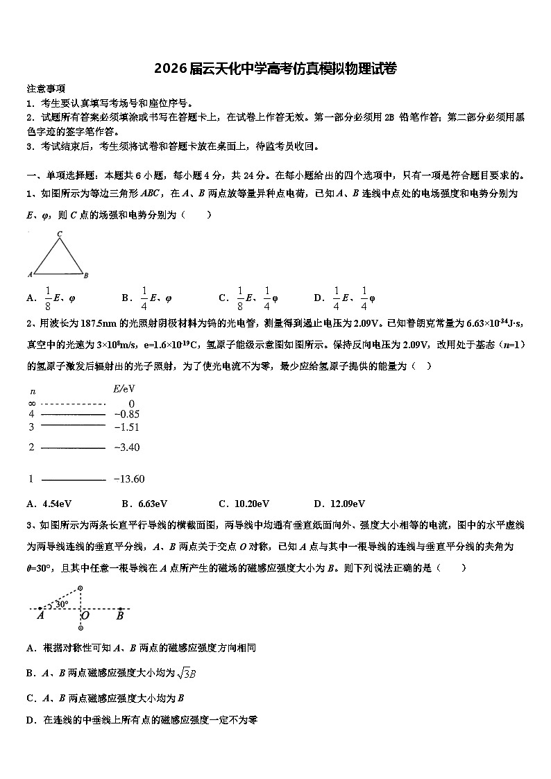 2026届云天化中学高考仿真模拟物理试卷含解析第1页