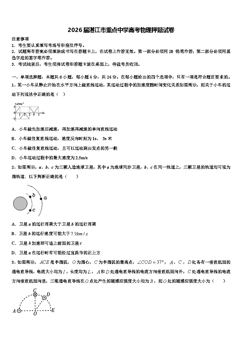 2026届湛江市重点中学高考物理押题试卷含解析第1页