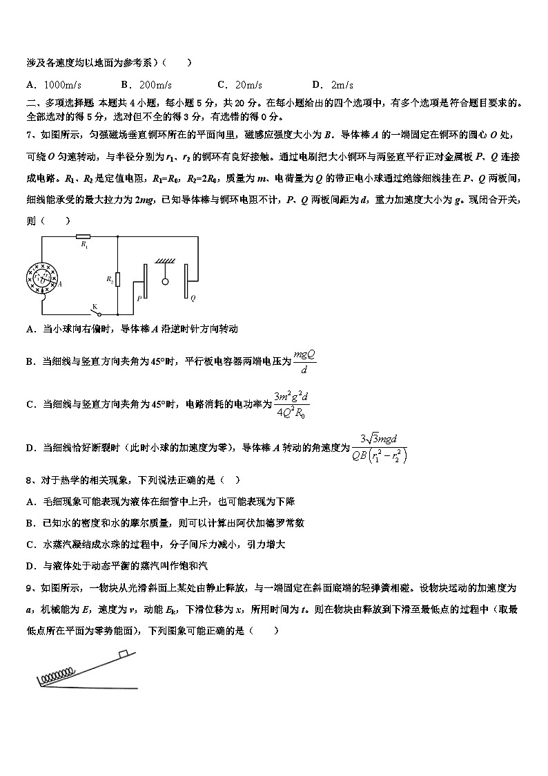 2026届云南省盈江县第一高级中学高三下学期一模考试物理试题含解析第3页