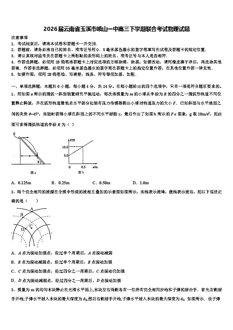2026届云南省玉溪市峨山一中高三下学期联合考试物理试题含解析第1页