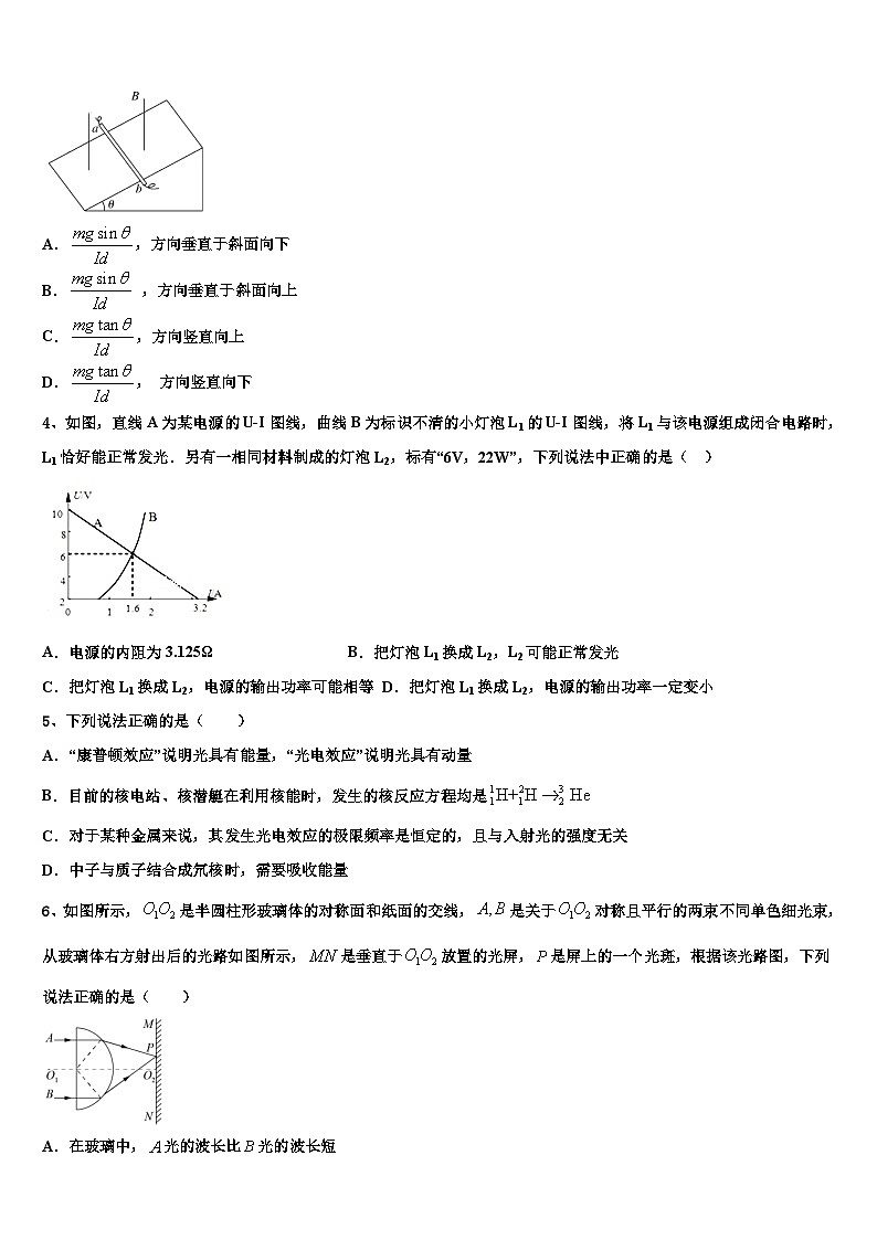 2026届云南省昭通市鲁甸县一中高三第一次调研测试物理试卷含解析第2页