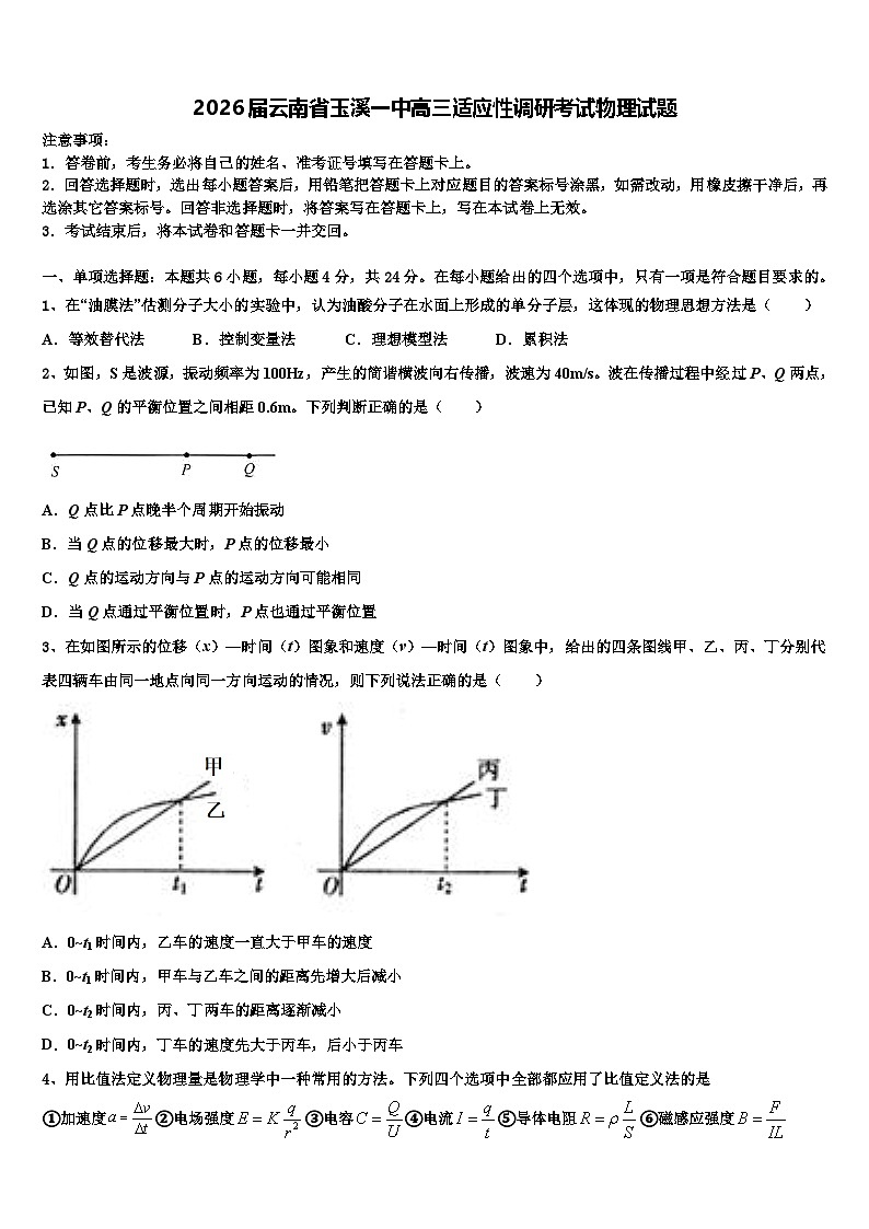 2026届云南省玉溪一中高三适应性调研考试物理试题含解析第1页