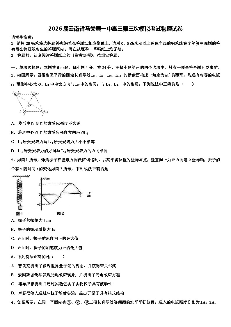 2026届云南省马关县一中高三第三次模拟考试物理试卷含解析第1页
