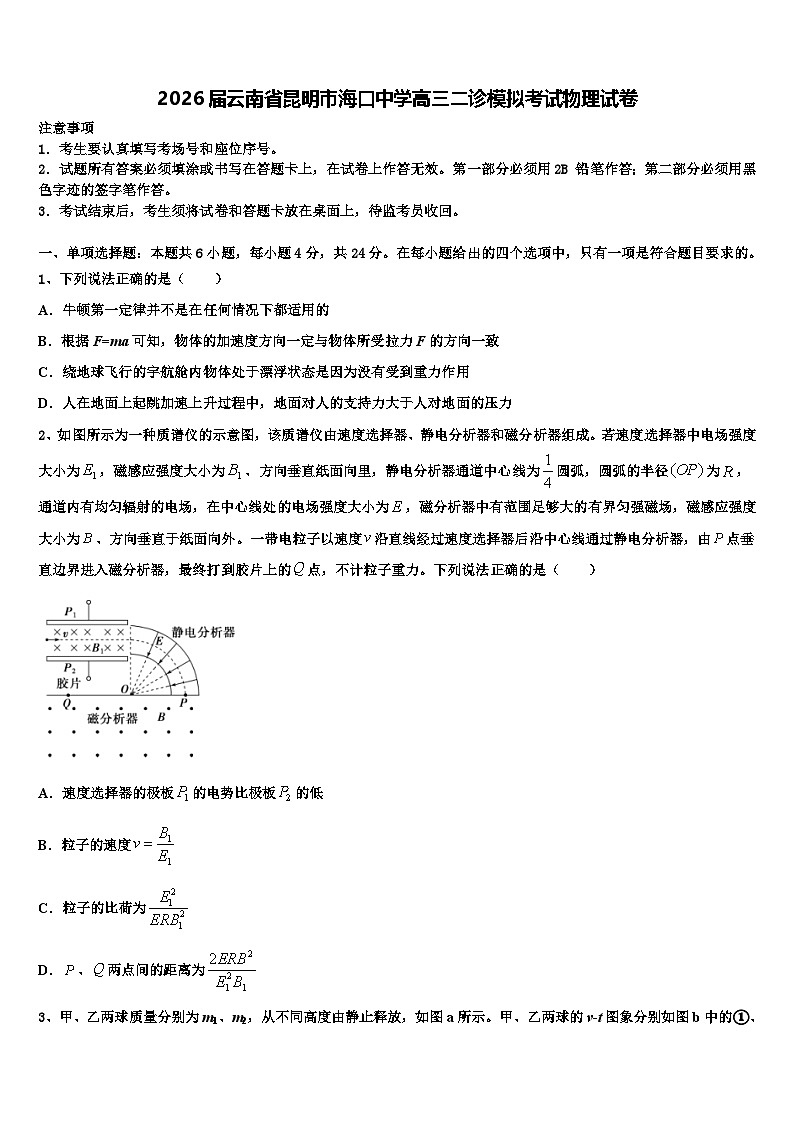2026届云南省昆明市海口中学高三二诊模拟考试物理试卷含解析第1页