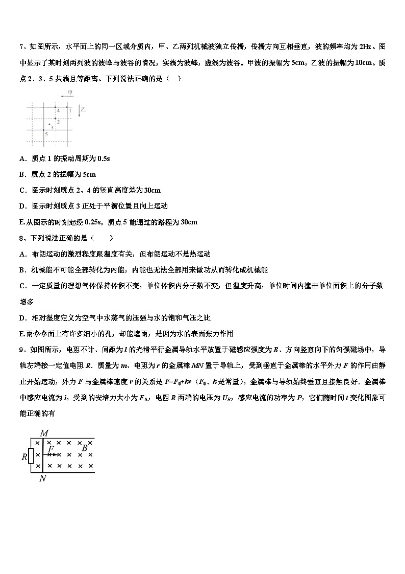 2026届浙江省富阳二中高考物理一模试卷含解析第3页