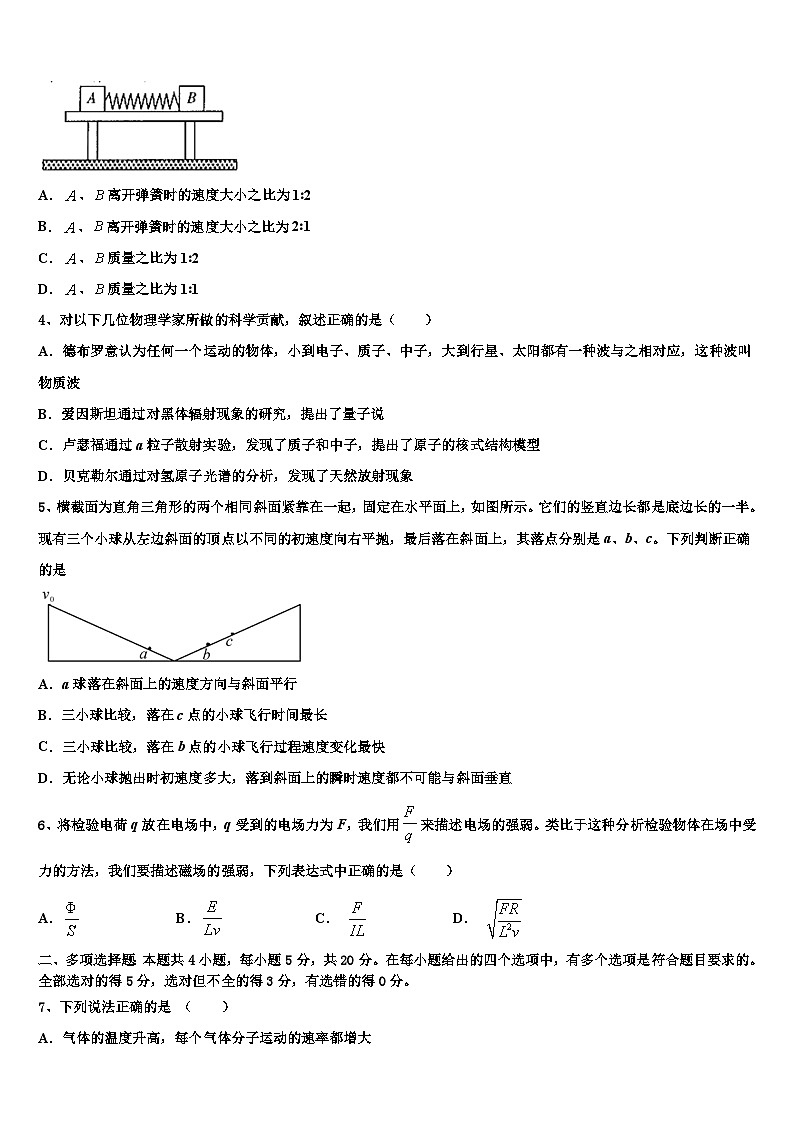 2026届浙江省杭州市长征中学高考物理押题试卷含解析第2页