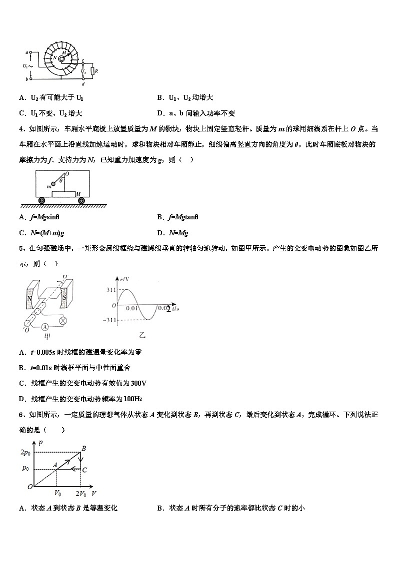 2026届浙江省嘉兴市桐乡高级中学高考物理考前最后一卷预测卷含解析第2页