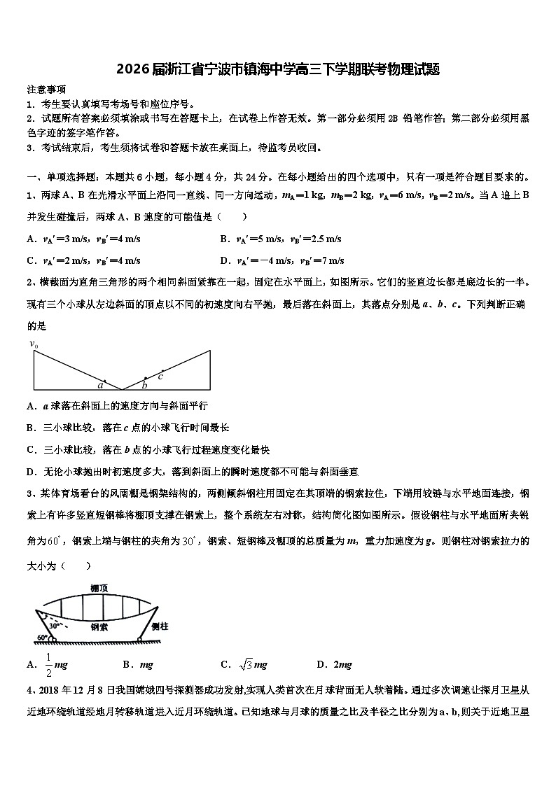 2026届浙江省宁波市镇海中学高三下学期联考物理试题含解析第1页