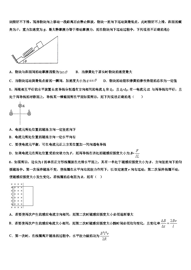 2026届浙江省嘉兴市高三下学期联考物理试题含解析第2页
