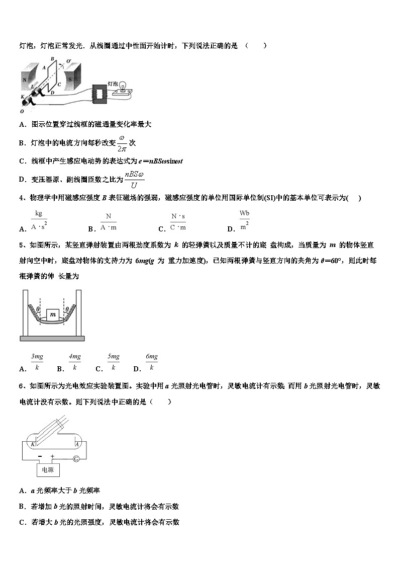 2026届浙江省丽水市高三压轴卷物理试卷含解析第2页