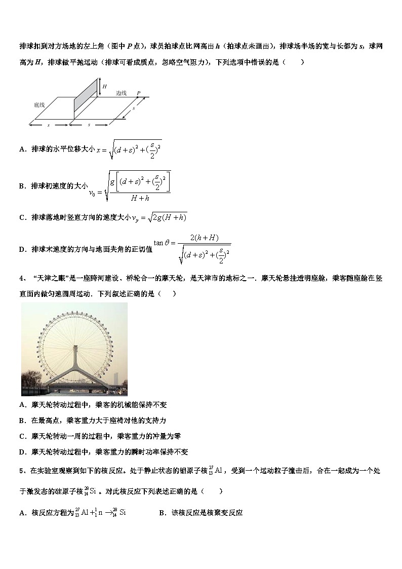 2026届浙江省乐清市乐成公立寄宿学校高三（最后冲刺）物理试卷含解析第2页