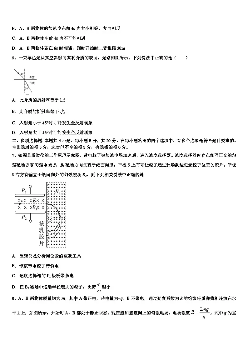 2026届浙江省杭州市杭州学军中学高三第三次测评物理试卷含解析第3页