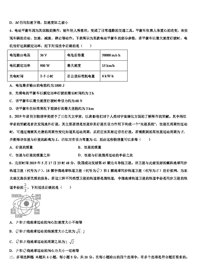 2026届浙江省衢州四校高三3月份第一次模拟考试物理试卷含解析第2页