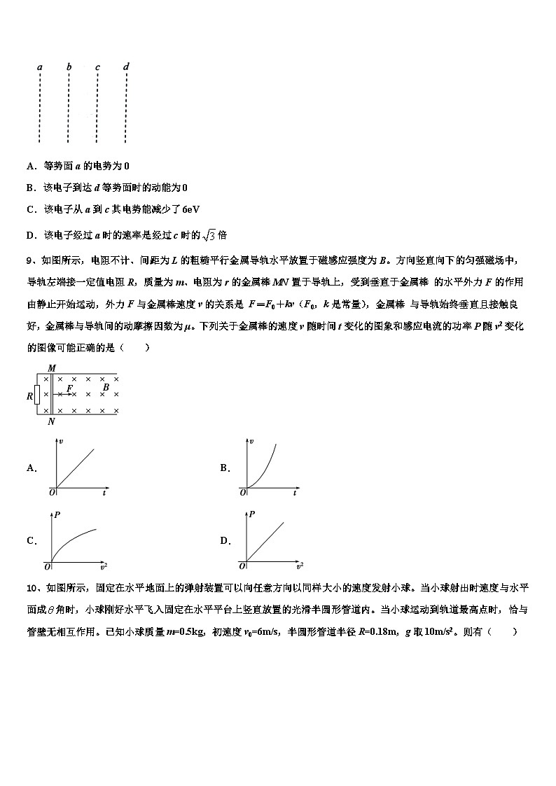 2026届浙江省衢州第二中学高三下学期一模考试物理试题含解析第3页