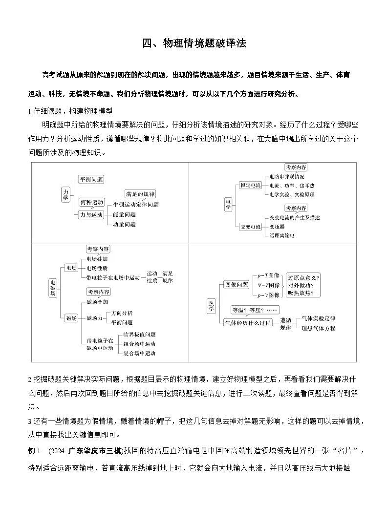 2026步步高-高三大二轮专题复习物理习题_第二篇　四、物理情境题破译法（含解析）第1页