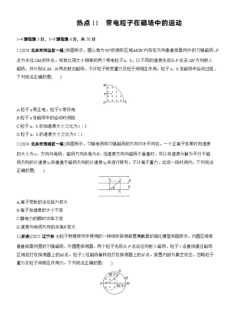 2026高考高三二轮专题复习物理习题_热点11　带电粒子在磁场中的运动（含解析）第1页