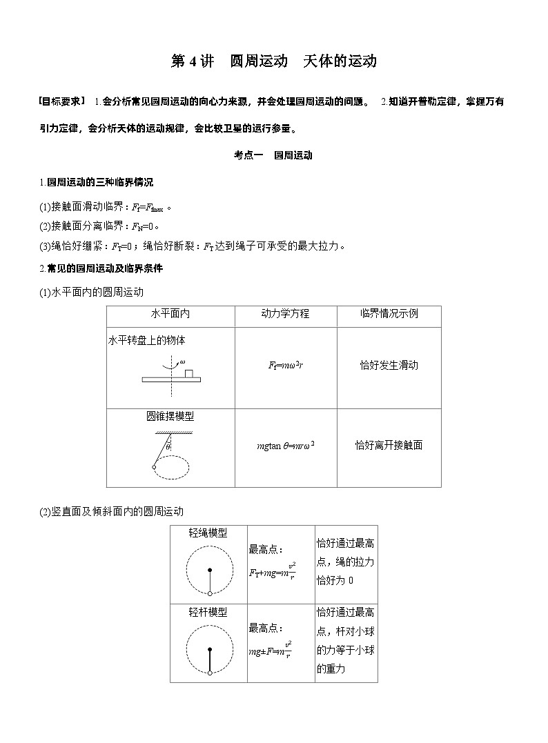 2026步步高-高三大二轮专题复习物理习题_第一篇　专题一　第四讲　圆周运动　天体的运动（含解析）第1页
